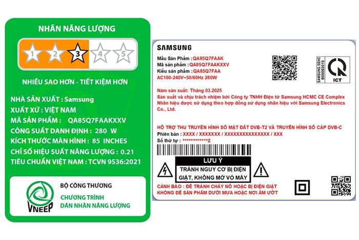 Smart Tivi QLED Samsung AI 4K 85 Inch QA85Q7FA